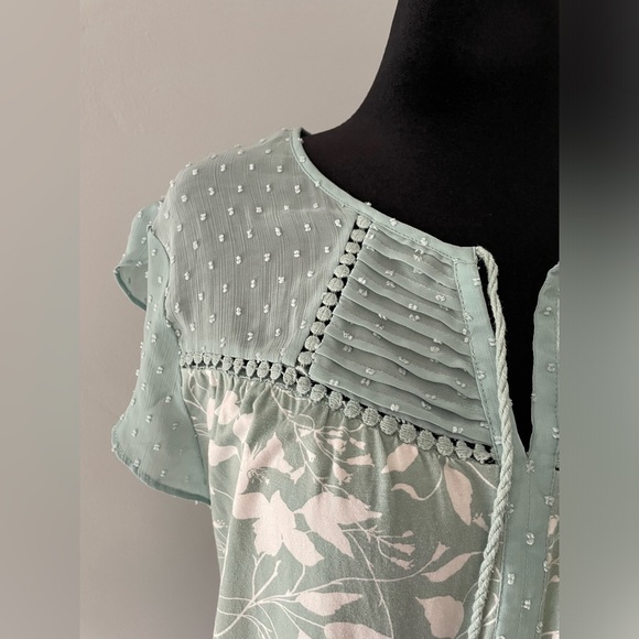 Daniel Rainn Short Sleeved Blouse - Seafoam Green/White - Size XL - Picture 7 of 14